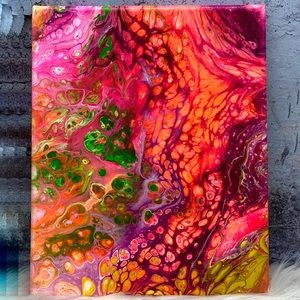 Original Handmade Abstract Acrylic Pour painting on 10x8” stretches canvas